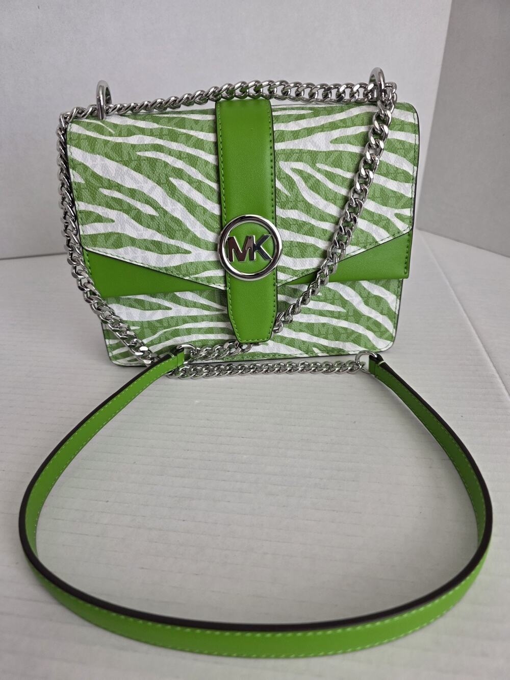 Michael Kors Greenwich Small Flap Crossbody Bag - Jungle Green Zebra Print